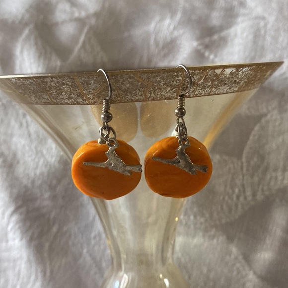 Handcrafted Witch Flying by the Moon Earrings - Picture 1 of 4
